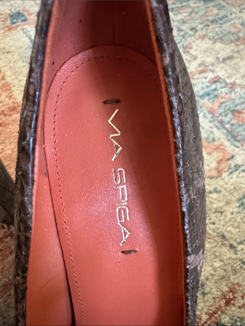 VIA SPIGA Snakeskin Embossed Platform Pumps Size 8